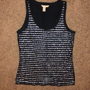 Navy and White Sequined Banana Republic Tank Top